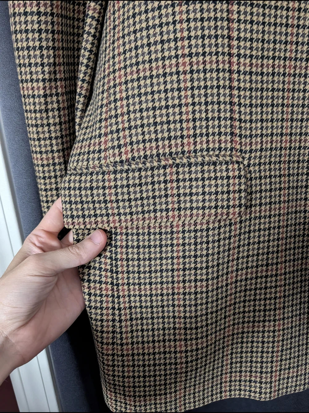 Loro Piana PURE CASHMERE Brown/Tan Houndstooth Sport Coat Made In Italy 46L
